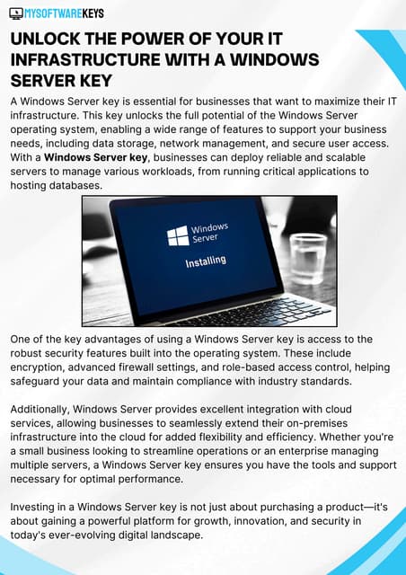 Unlock the Power of Your IT Infrastructure with a Windows Server Key | PDF