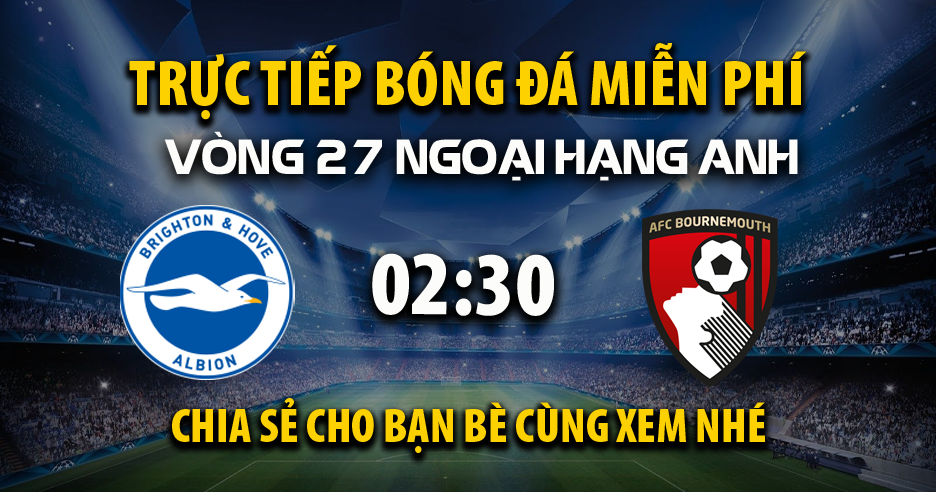 Trực tiếp Brighton vs AFC Bournemouth lúc 02:30, ngày 26/02 -